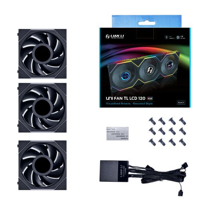 Ventilador Lian Li UNI FAN TL120 LCD RGB PWM Negro 120mm (Pack 3) image number 0