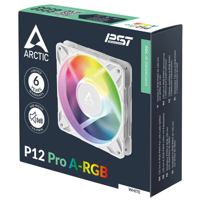 Ventilador Arctic P12 PRO PWM PST ARGB 120mm - Blanco image number 7