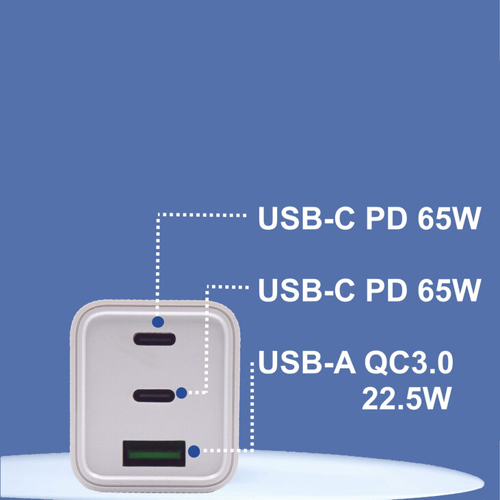 Cargador Ewent EW1323 USB-C Fast Charger 65W Blanco image number 2