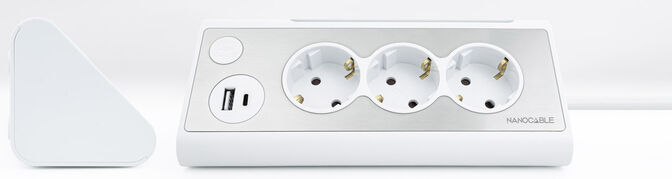 Regleta NanoCable 3 Tomas / 2x USB ( USB-C / USB-A ) image number 1
