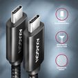 Cable de cargamento AXAGON BUCM432-CM10AB USB-C <-> USB-C, USB4 Gen 3&times;2, 1m, PD 100W, 8K HD, ALU, braid, Negro image number null