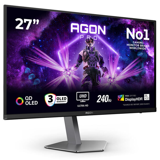 Monitor AGON by AOC PRO 27" AG276UZD QD-OLED UHD 240Hz 0.03ms Adaptive Sync HDR400 image number 1