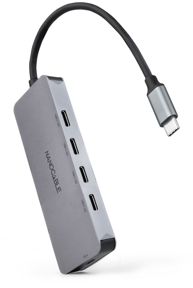 Hub Nanocable USB-C > 4xUSB-C + USB-C PD 100W 10 CM Gris image number 0