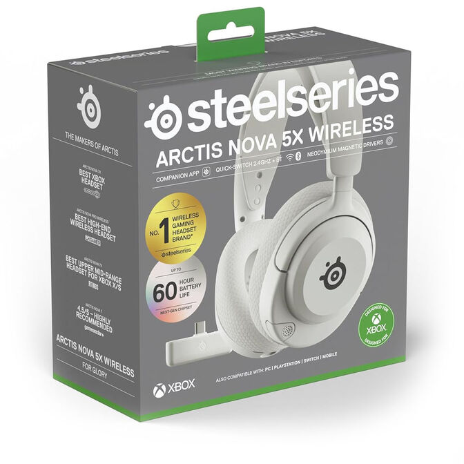 Auriculares SteelSeries Arctis Nova 5X Wireless/Bluetooth Blanco image number 4