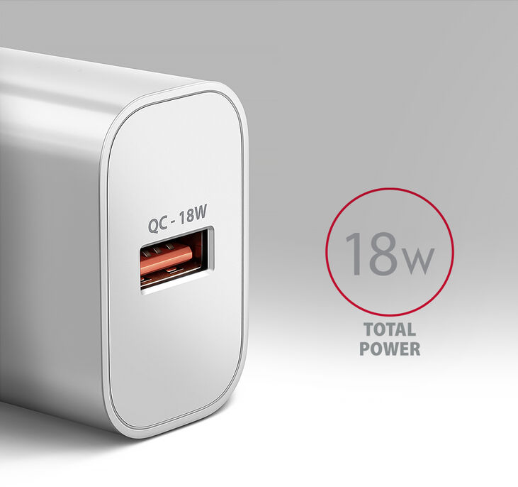 Cargador de pared AXAGON ACU-QC18, 1 puerta (USB-A), QC3.0/AFC/Apple, 18 W, Blanco image number 1