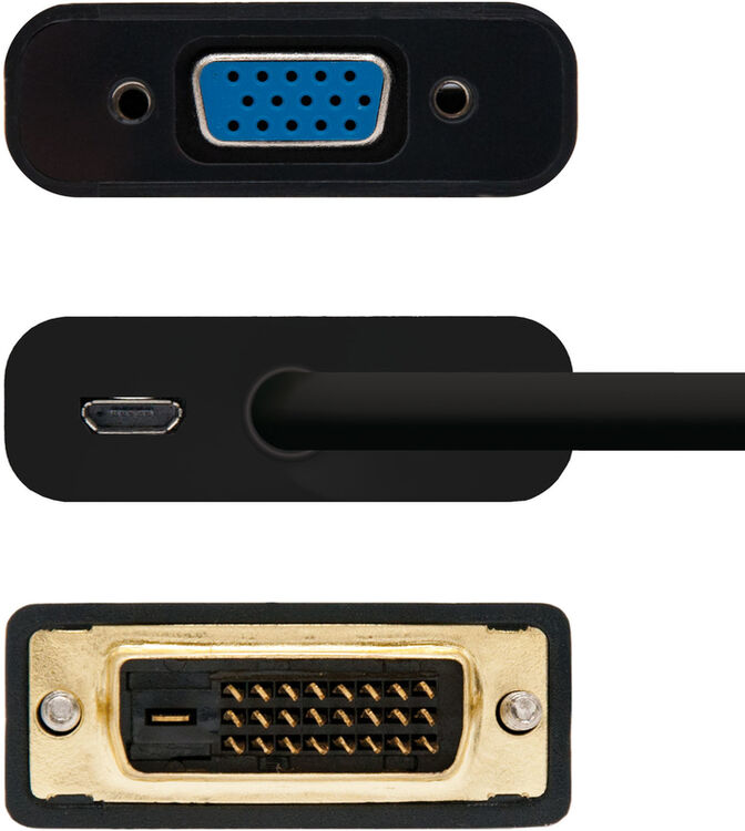 Adaptador NanoCable DVI M para VGA 10 CM Negro image number 2