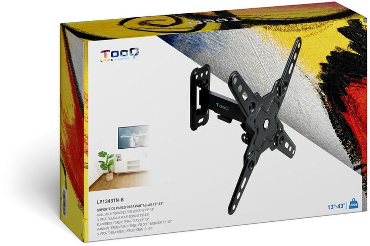 Soporte de Pared Tooq Tilt e Giratónrio 13" a 43" 66-298 mm Max. 20kg Negro image number 4