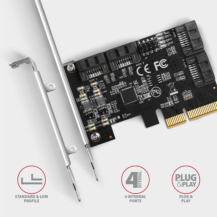 Controlador PCIe AXAGON PCES-SA4X4, 4x, SATA 6G port + LP image number 2