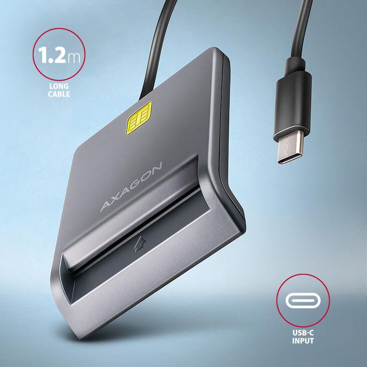 Lector de Tarjetas AXAGON CRE-SM3TC USB-C Smart card FlatReader image number 2