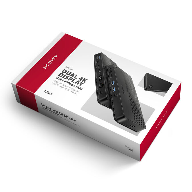 AXAGON HMC-U4 USB4 dock, 3x USB-A, 2x USB-C, HDMI & DP 8K/30Hz, RJ-45, SD/mSD, audio, PD image number 11