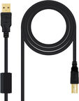 Cable USB 2.0 HQ Com Ferrite Nanocable USB-A/M para USB-B/M 2 M Negro image number null