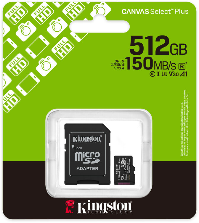 Tarjeta de Memoria Kingston Canvas Select Plus Gen3 150MB/s MicroSDHC UHS-I A1 512GB image number 4