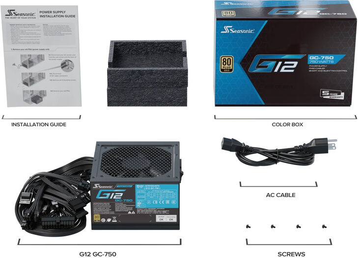 Fuente Seasonic G12 GC-750W 80+ Gold image number 5