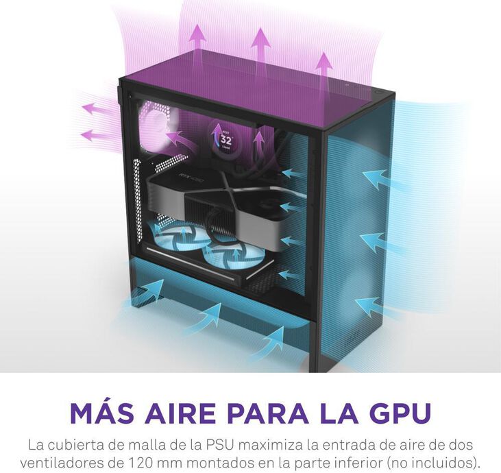 Torre  ATX NZXT H5 Flow Compact Negra image number 6