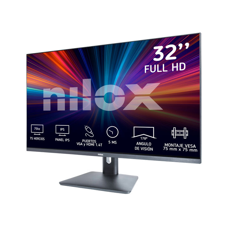 Nilox MONITOR 32" NXM32FHD11 IPS 5MS HDMI VGA pantalla para PC 81,3 cm (32") 1920 x 1080 Pixeles Full HD LED Negro image number 2