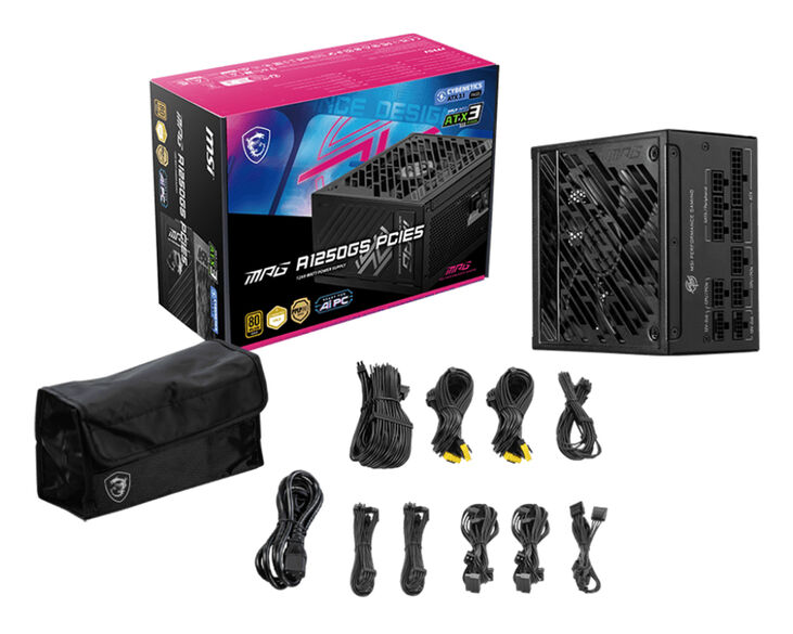 Fuente Alimentación Modular MSI MPG A1250GS 1250W 80+ Gold PCIE 5.1 image number 3