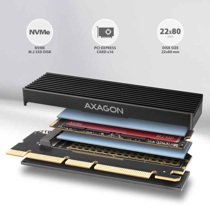 Adaptador PCIe 3.0 AXAGON PCEM2-XS  16x - M.2 SSD NVMe image number 1