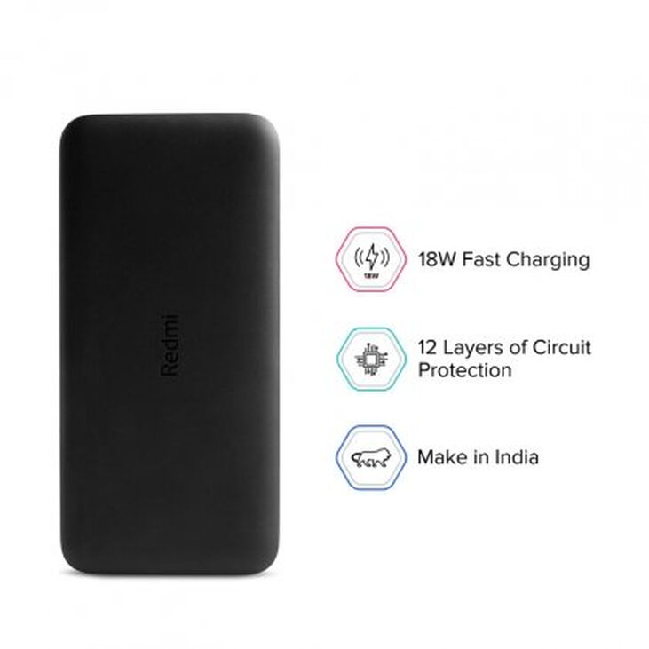 Xiaomi Redmi Power Bank 20000 mAh 18W Fast Charge Negro image number 1