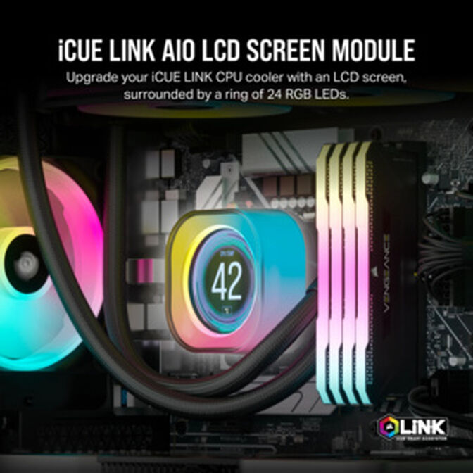 M&oacute;dulo de pantalla LCD iCUE LINK RX de Corsair, color negro image number 4