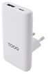 Cargador Tooq GaN USB-C/PD+USB-A/QC 65W, Blanco image number null