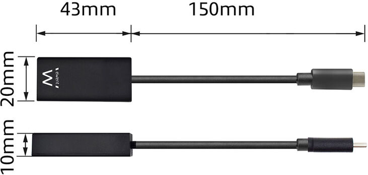 Cable Conversor Ewent USB C Macho para HDMI 4K Negro image number 2
