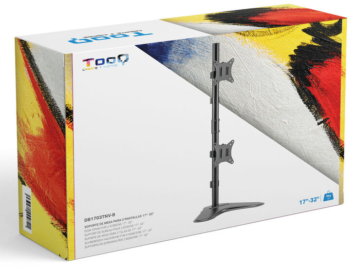Soporte de Mesa Gaming Tabletop Tooq Doble (Vertical) Tilt e Altura Ajustable 17" a 32" Max. 9kg Negro image number 2