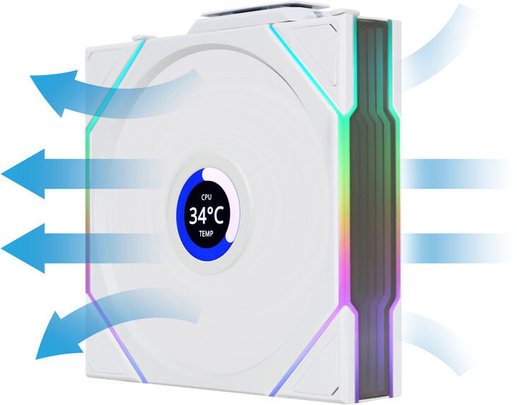 Ventilador Lian Li UNI FAN TL120 LCD Wireless RGB Reverse PWM Blanco 120mm image number 5