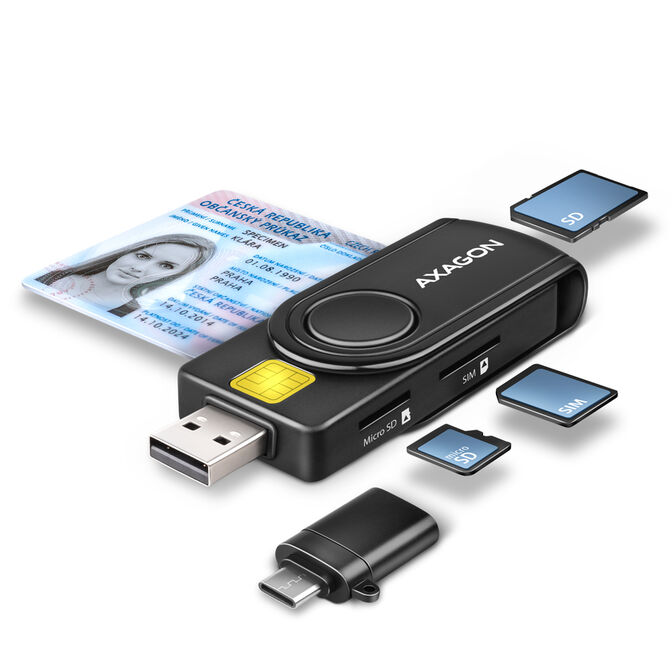 Lector de tarjetas AXAGON CRE-SMP2A USB Smart card & SD/microSD/SIM image number 0