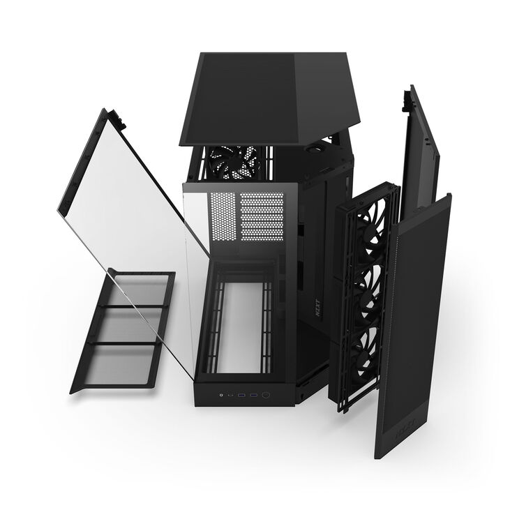 Torre E-ATX NZXT H9 Flow Negra (2025) Cristal Templado image number 10
