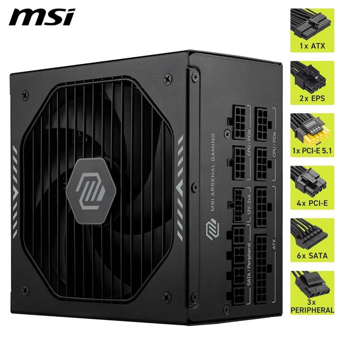 Fuente Alimentaci&oacute;n Modular MSI MAG A1000PLS 1000W 80+ Platinum PCIE 5.1 image number 4