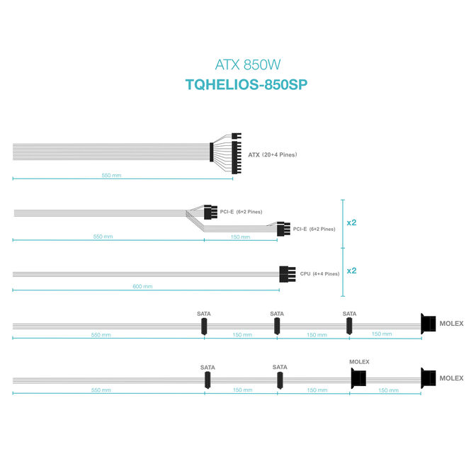 Fuente de Alimentaci&oacute;n Tooq ATX 850W APFC 80PLUS Bronze image number 4