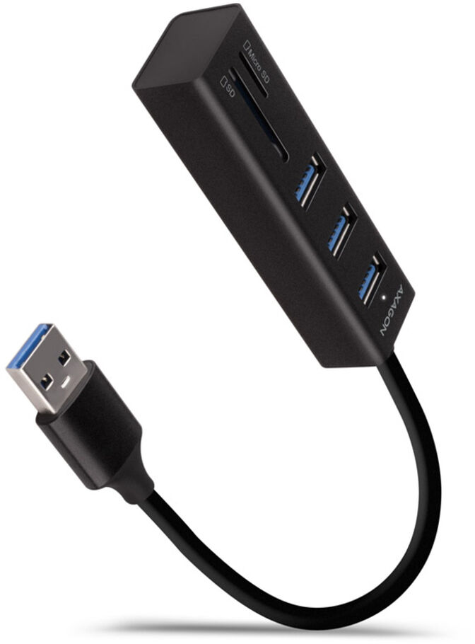 HUB USB AXAGON HMA-CR3A 3x USB-A + SD/microSD, USB3.2 Gen 1 hub, metalico image number 0