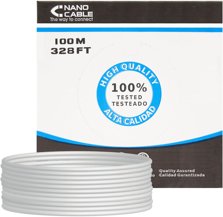 Bobina de Red NanoCable RJ45 UTP CAT.5E AWG24 Rígido 100 M Gris image number 0