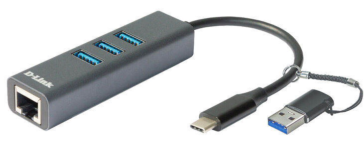 Adaptador Gigabit D-Link USB-C/USB > 3 x USB 3.0 (SS) + 1 x RJ45 Ethernet Gigabit image number 0