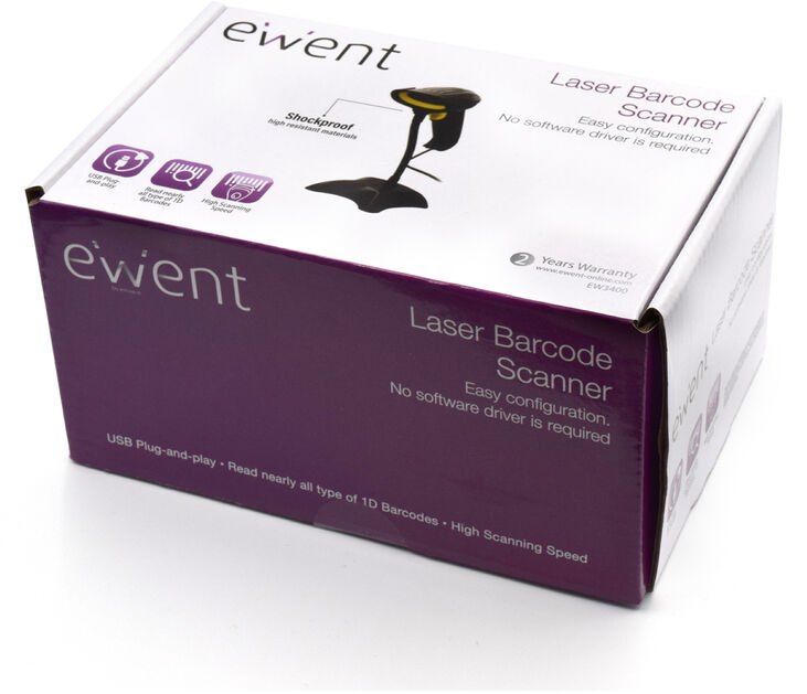 Lector Código Barras Ewent EW3400 USB Laser 1D c/ base image number 7