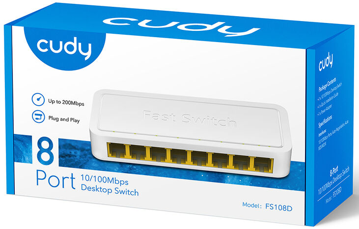 Cudy FS108D switch Fast Ethernet (10/100) Blanco image number 2