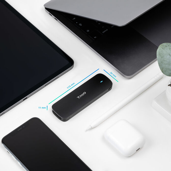 Tooq Caja SSD M.2 NGFF/NVMe SSD USB 3.1 Gen 2 Aluminio Negro image number 1