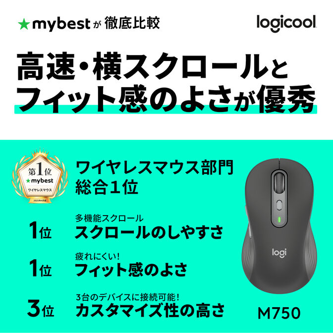 Rat&oacute;n Logitech Signature M750 L 4000DPI Wireless/Bluetooth Grafito image number 2