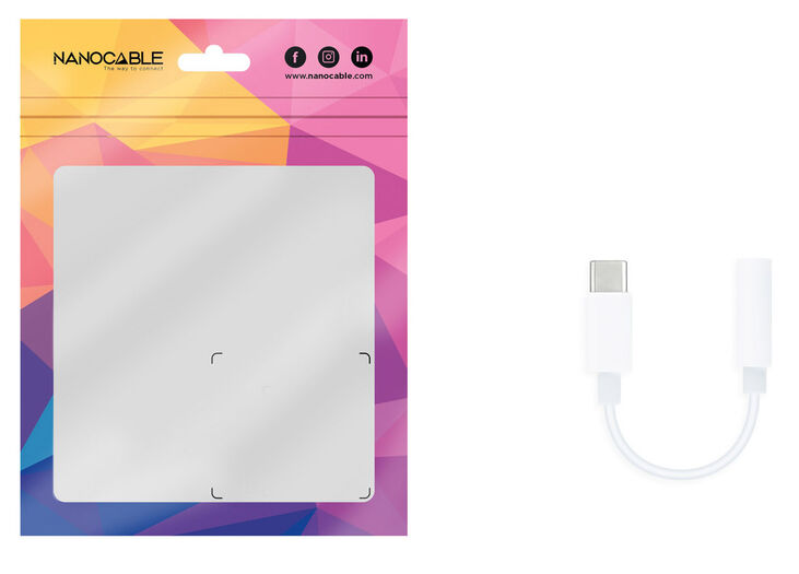 Cable Conversor de Audio NanoCable USB-C/M - Jack 3.5/F 11 CM Blanco image number 2