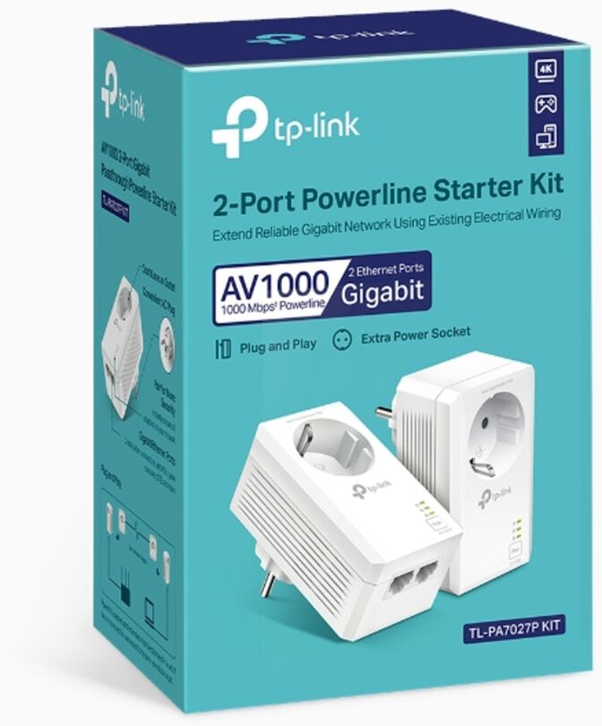 Repetidor TP-Link AV1000 TL-PA7027P Kit 2-Port Gigabit Passthrygh Repetidor Starter Kit image number 2