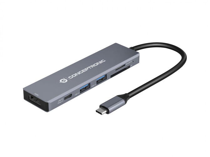 HUB USB Conceptronic 6-in-1 USB-C 3.2 > 2x USB-A 3.0 + HDMI + USB-C (PD100W) + Lt.Tarjetas image number 0