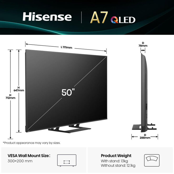 Televisor Hisense 50A7Q 50" QLED UltraHD 4K VIDAA image number 1