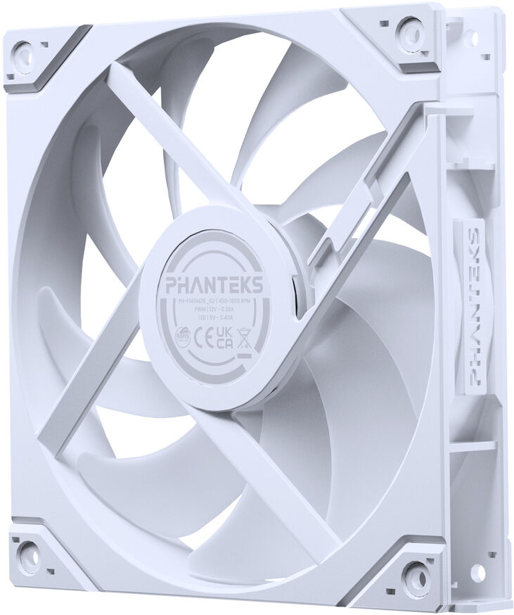 Ventilador Phanteks M25 Gen2 140mm PWM Reversed Airflow D-RGB Blanco image number 1