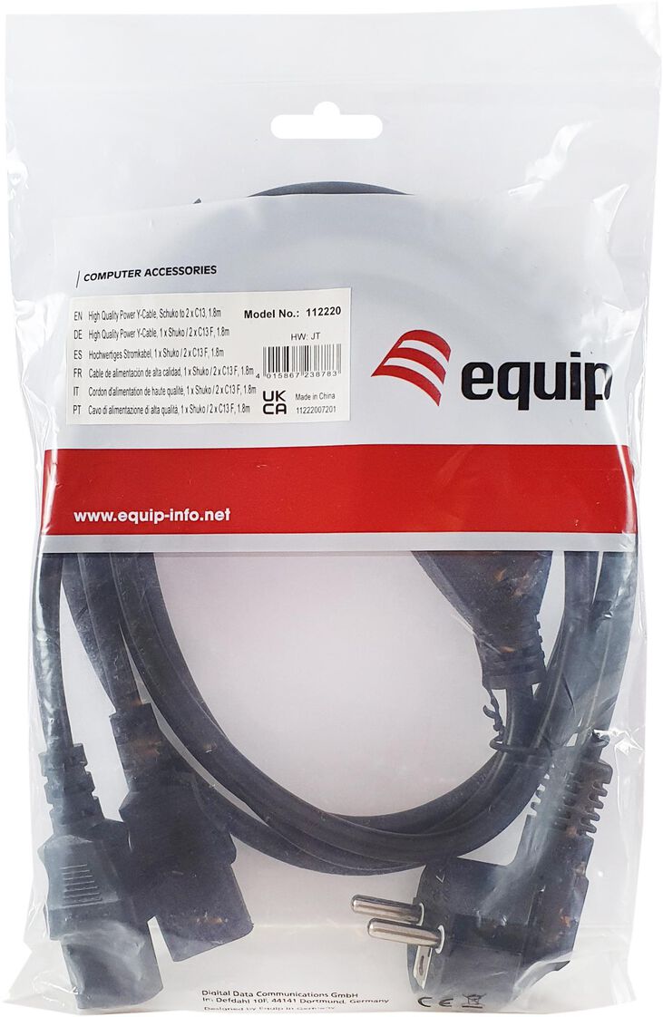 Cable Alimentación Equip  (2-1) 1.8 M Negro image number 5