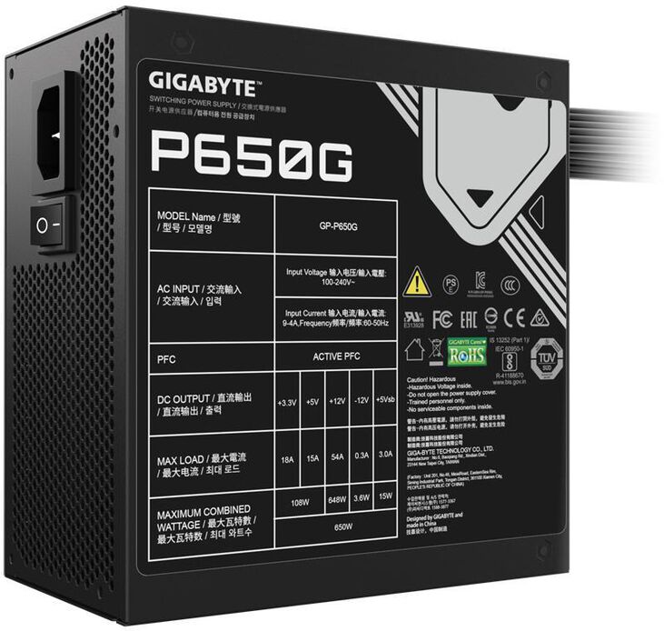 Fuente de Alimentación Gigabyte P650G 650W 80+ Gold image number 3