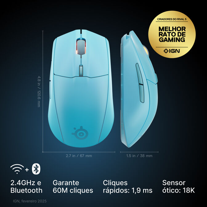 Rat&oacute;n Steelseries Rival 3 Wireless Gen2 Aqua image number 1