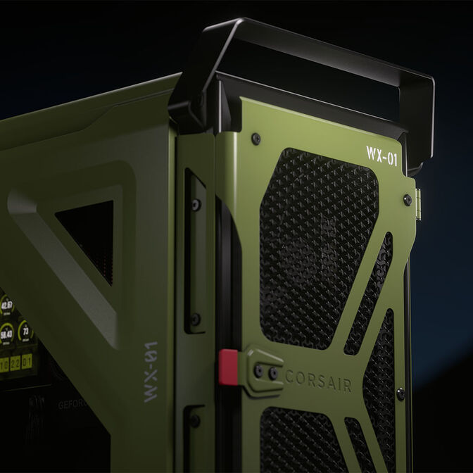 Torre E-ATX Corsair WARTHOG Perfomance Mil Green Cristal Templado image number 22