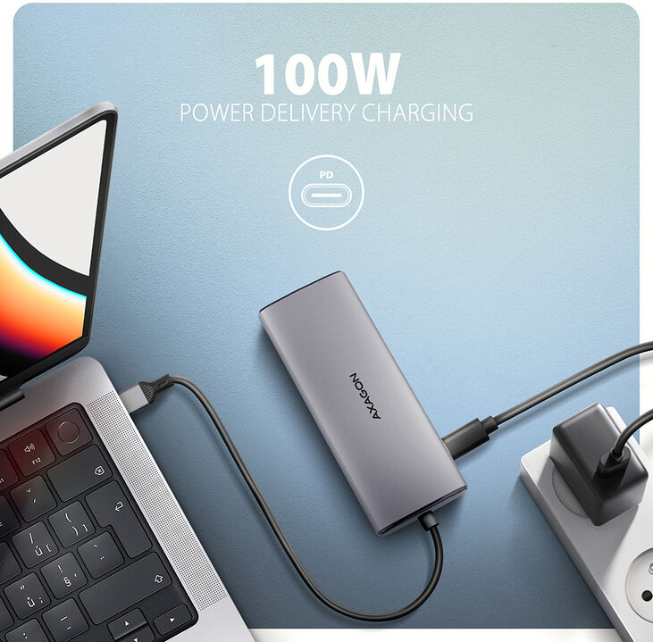 HUB USB-C AXAGON HMC-6G2L 2x USB-A 10Gbps, 1x USB-C 10Gbps, 4K/60Hz HDMI, RJ-45, USB 3.2 Gen 2 hub, PD 100W image number 3