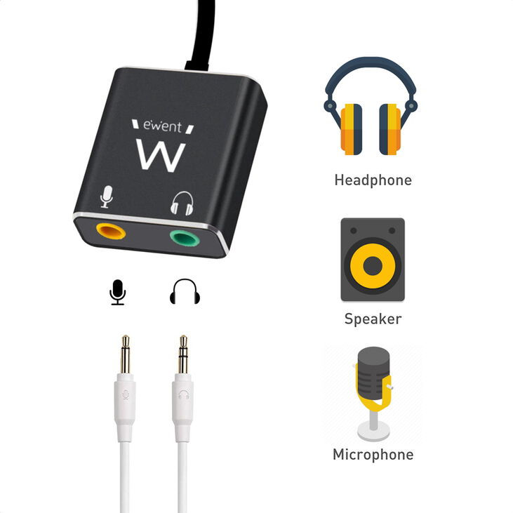 Adaptador Gigabit de Audio Ewent USB-C para 2x Jack 3.5 mm image number 2