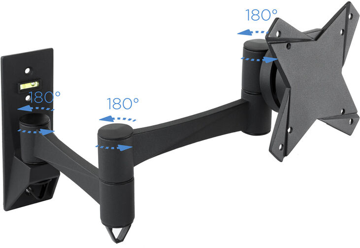 Soporte de Pared Tooq Tilt e GiRatónrio 3 Pivots 13" a 27" Max. 15kg Negro image number 1